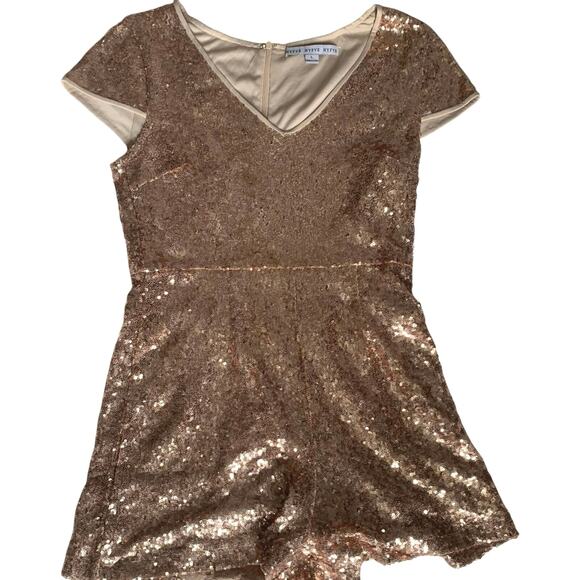 Y2K HYFVE Rose Gold Sequin Glam Romper - Picture 1 of 12